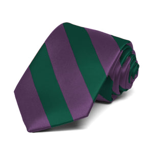 Boys' Wisteria Purple and Hunter Green Striped Tie