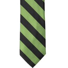 Load image into Gallery viewer, Front of a bridal clover and black striped tie, laid out flat
