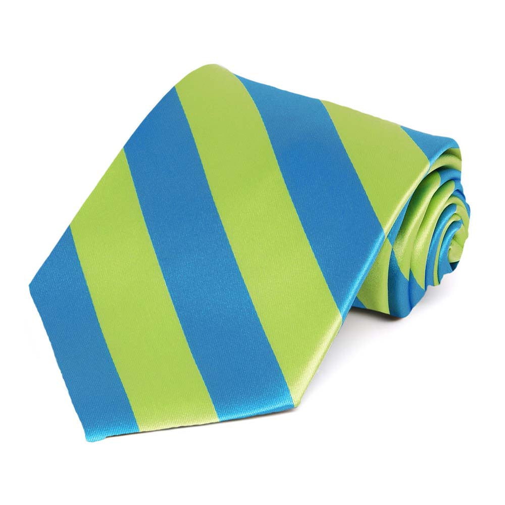 Bright Blue and Bright Green Striped Tie