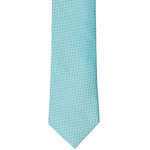 Front view of a bright blue lightly textured tie
