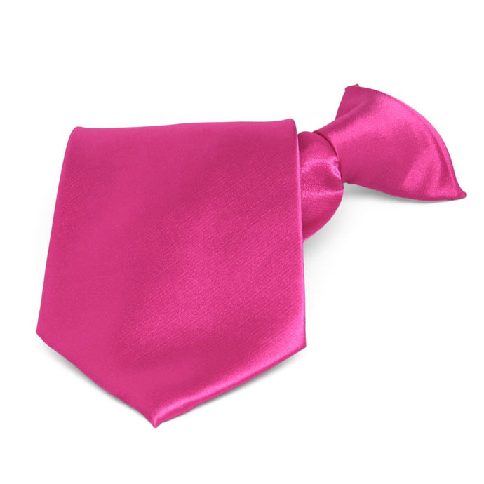 Bright Fuchsia Solid Color Clip-On Tie