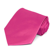 Load image into Gallery viewer, Bright Fuchsia Satin Staff Tie