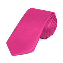 Load image into Gallery viewer, Bright Fuchsia Slim Solid Color Necktie, 2.5&quot; Width