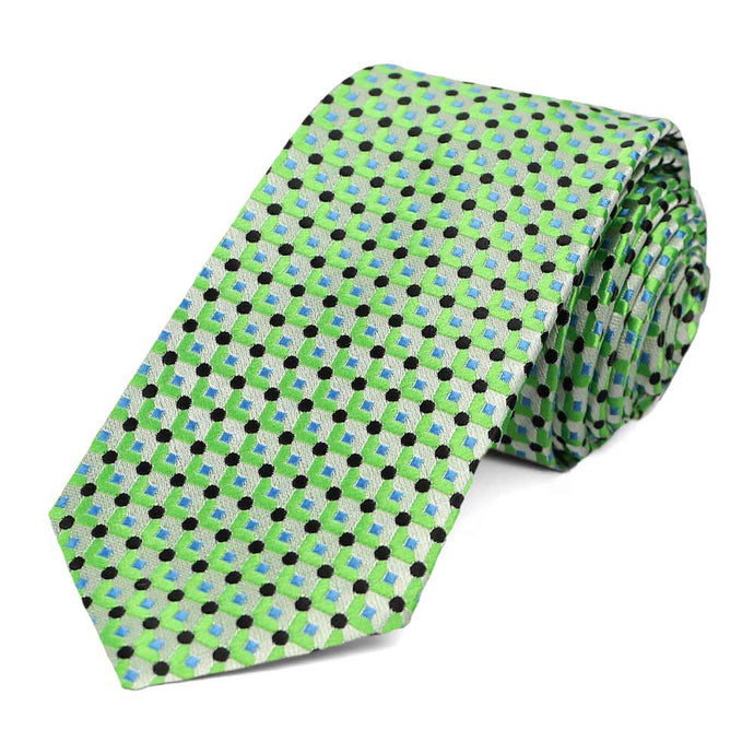 Green Island Geometric Slim Necktie