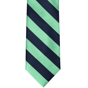 Front view bright mint and navy striped tie