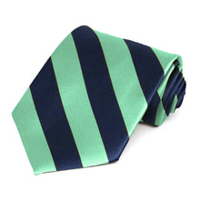 Load image into Gallery viewer, Bright Mint and Navy Blue Striped Tie