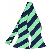 Load image into Gallery viewer, Bright Mint and Navy Blue Striped Self-Tie Bow Tie