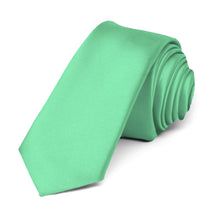 Load image into Gallery viewer, Bright Mint Premium Skinny Necktie, 2&quot; Width