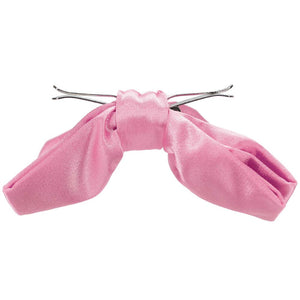 Bright pink clip-on bow tie side view