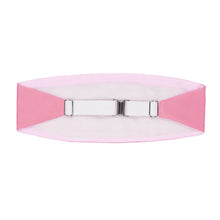 Load image into Gallery viewer, The back of a bright pink cummerbund, including the white elastic strap