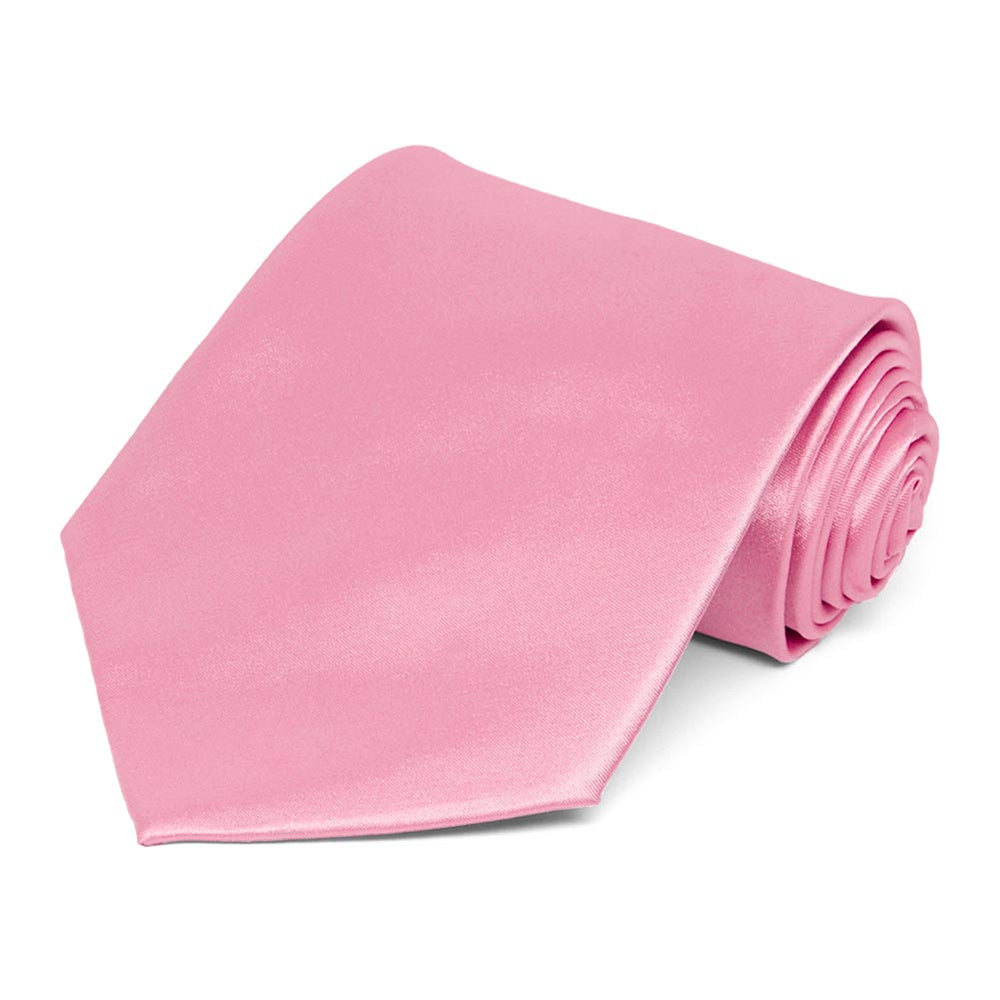 Bright Pink Extra Long Solid Color Necktie