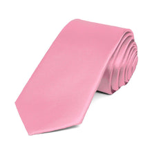 Load image into Gallery viewer, Bright Pink Slim Solid Color Necktie, 2.5&quot; Width