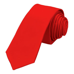 Bright Red Skinny Solid Color Necktie, 2