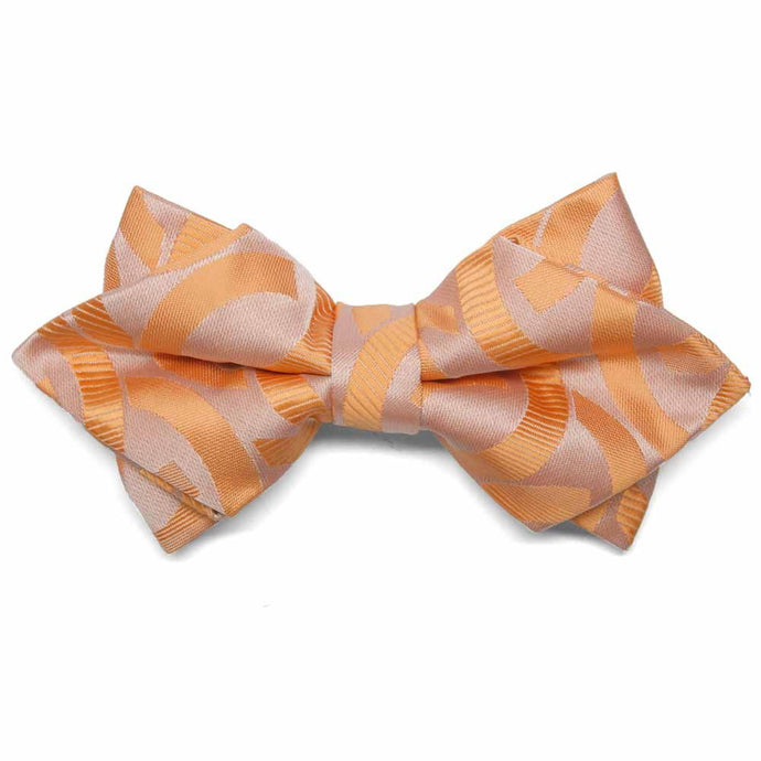 Orange link pattern diamond tip bow tie, front view