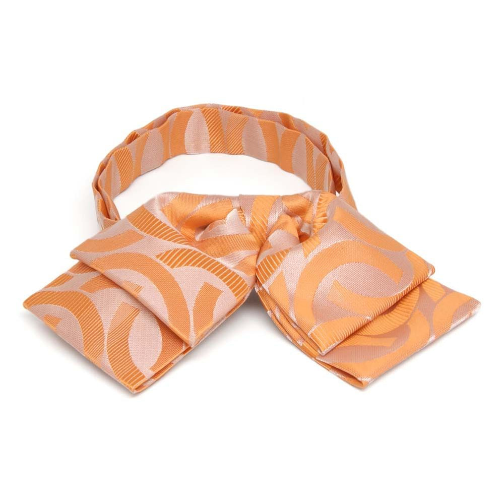 Orange link pattern floppy bow tie, front view