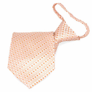 Light orange square pattern zipper tie, folded front view