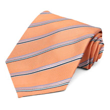 Load image into Gallery viewer, Bright Tangerine Hayward Striped Necktie