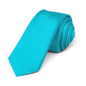 Bright Turquoise Skinny Necktie, 2" Width