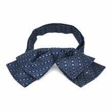 Load image into Gallery viewer, Blue and black square pattern floppy bow tie, front view to show pattern