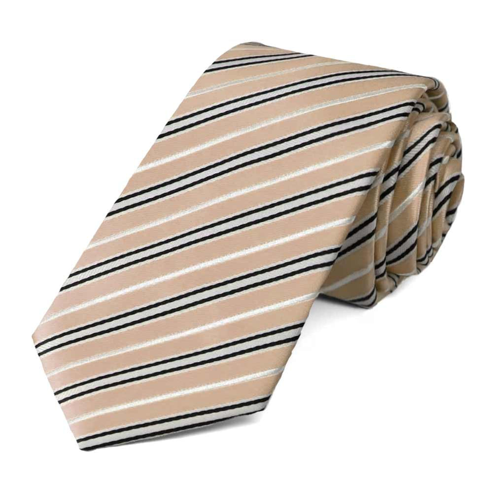 Bronze striped slim tie