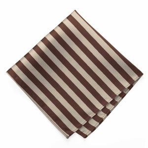 Brown and Beige Formal Striped Pocket Square