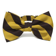 Load image into Gallery viewer, Brown and Gold Striped Bow Tie