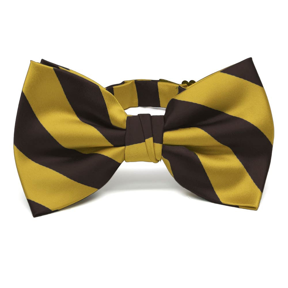 Brown and Gold Striped Bow Tie