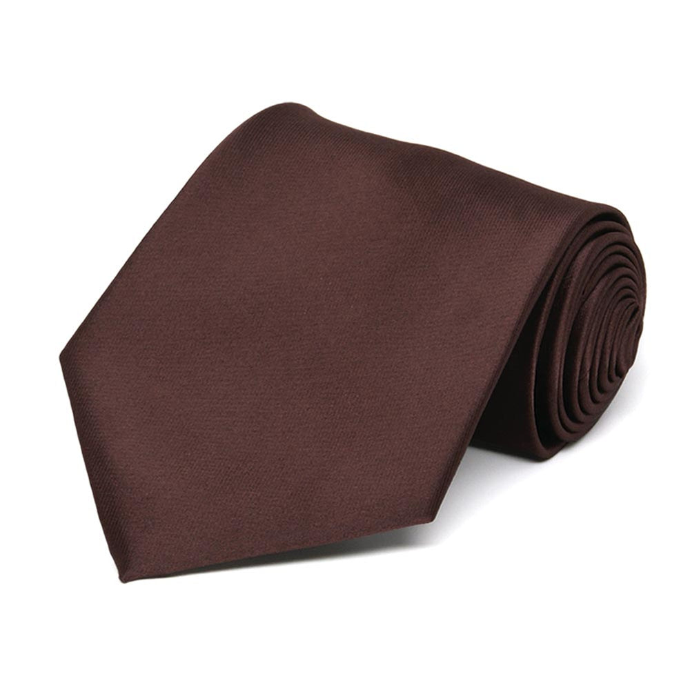 Brown Extra Long Solid Color Necktie