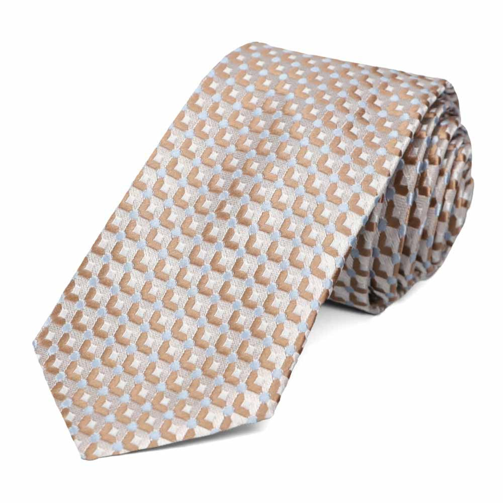 Brown Island Geometric Slim Necktie