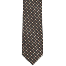 Load image into Gallery viewer, The front view of a brown gingham plaid slim tie