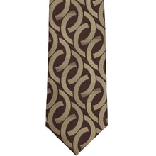 Load image into Gallery viewer, Brown and beige link pattern extra long necktie, flat front view
