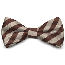 Load image into Gallery viewer, Brown and Beige Formal Striped Bow Tie