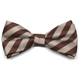 Brown and Beige Formal Striped Bow Tie