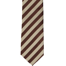 Load image into Gallery viewer, Front view of a brown textured striped tie