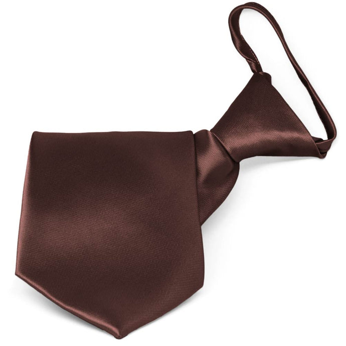 Brown Solid Color Zipper Tie