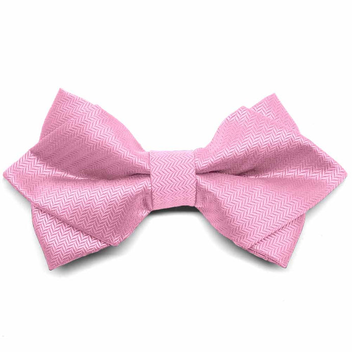 Bubblegum Pink Herringbone Diamond Tip Bow Tie