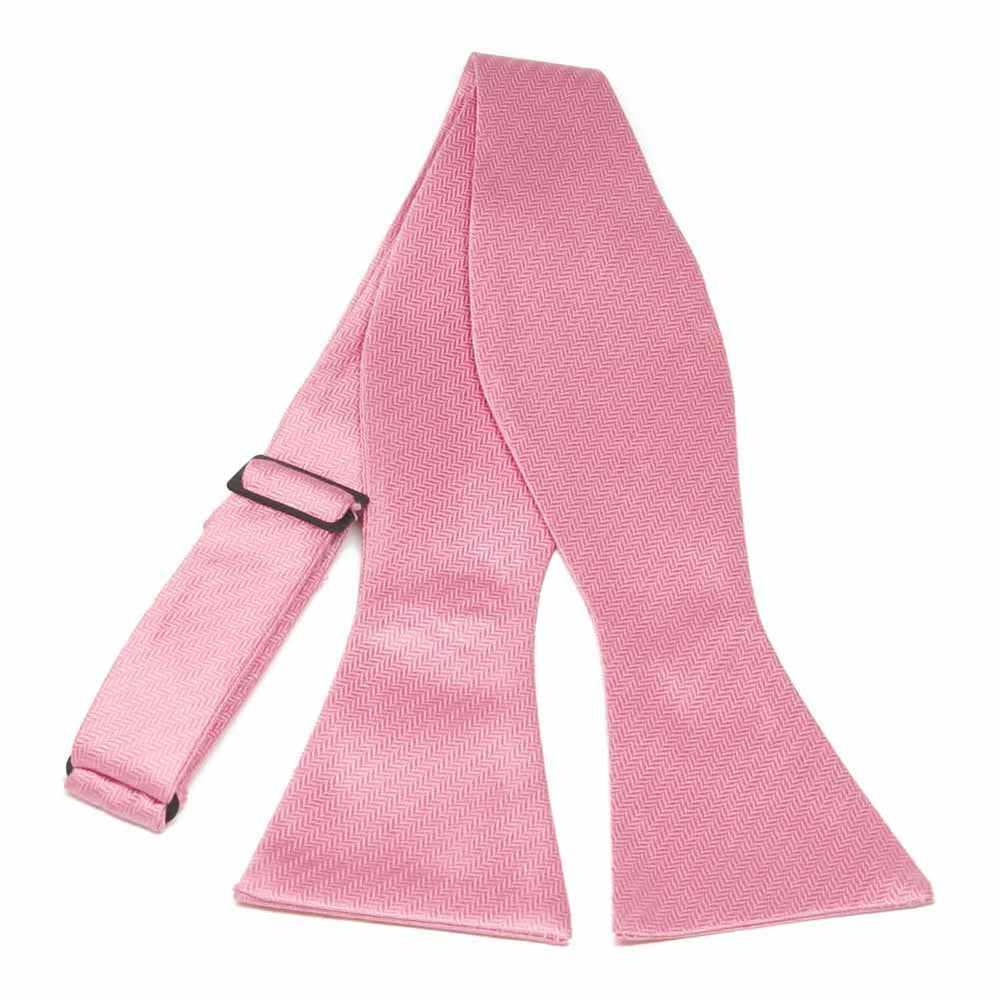 Bubblegum Pink Herringbone Silk Self-Tie Bow Tie