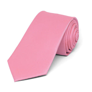 Bubblegum Pink Slim Solid Color Necktie, 2.5" Width