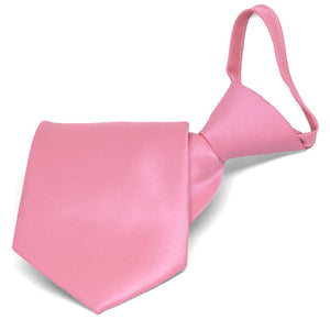 Bubblegum Pink Solid Color Zipper Tie