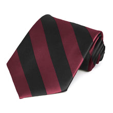 Load image into Gallery viewer, Burgundy and Black Extra Long Striped Tie