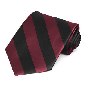 Burgundy and Black Extra Long Striped Tie