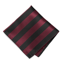 Load image into Gallery viewer, Burgundy and Black Striped Pocket Square