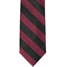 Load image into Gallery viewer, Front view burgundy and black striped tie
