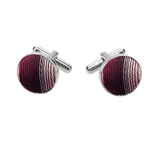 Load image into Gallery viewer, Burgundy and Blush Striped Fabric Cufflinks