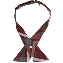 Load image into Gallery viewer, Burgundy and gray plaid crossover tie