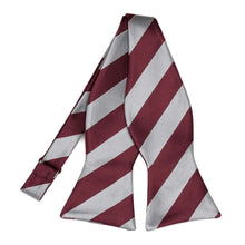 Load image into Gallery viewer, Burgundy and Silver Striped Self-Tie Bow Tie