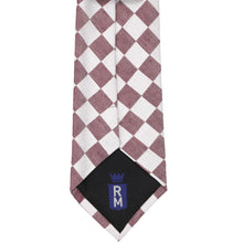 Load image into Gallery viewer, Burgundy and white large check pattern tie, back view