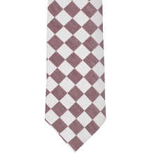 Load image into Gallery viewer, Burgundy and white large check pattern tie, front view