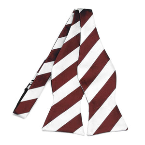 Burgundy and White Striped Self-Tie Bow Tie