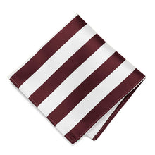 Load image into Gallery viewer, Burgundy and White Striped Pocket Square